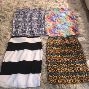 Four LuLaRoe Cassie M skirts